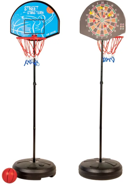 My Hood - Basketkorg och Dart i en ställning - Med plastboll, pilar och pump